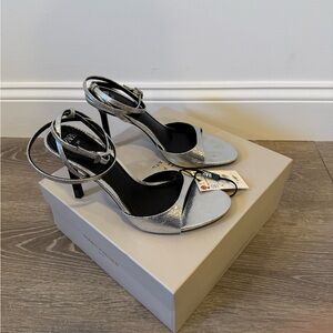 Zara Strappy Silver Snake Metallic Heels size 39 US 8